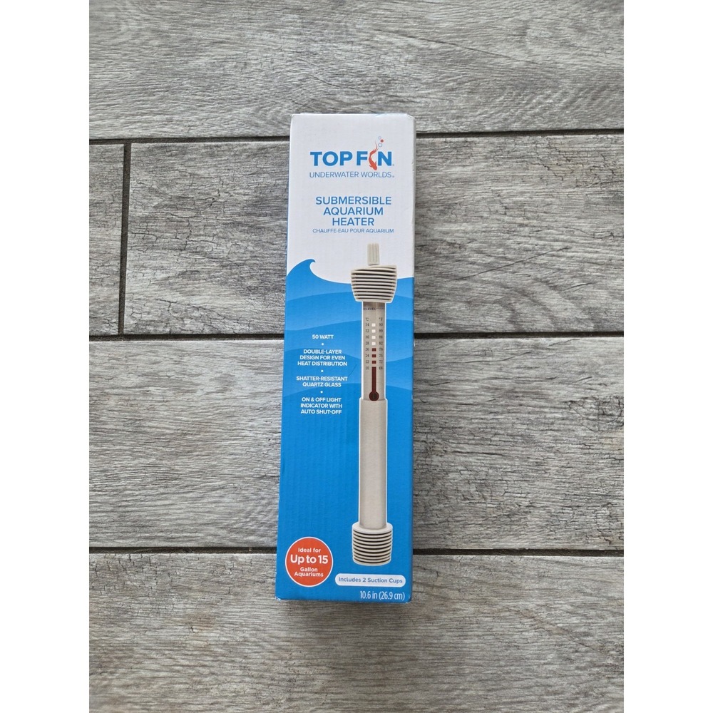 Top Fin H50 Submersible Heater - 50 Watts - Ideal For Up To 15 Gallon Aquariums